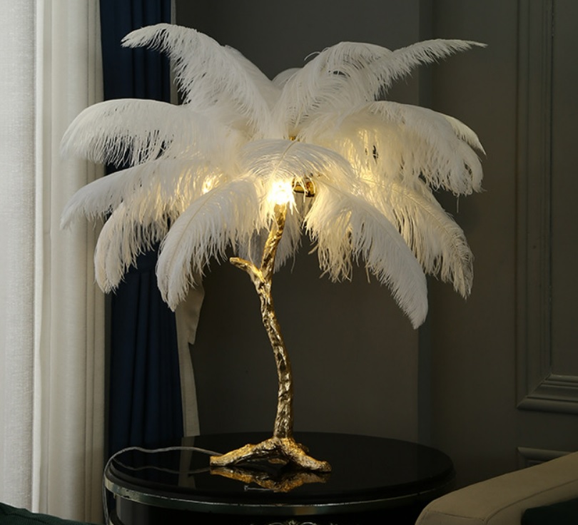 Лампа настольная с перьями  FEATHER LAMP, Цвет: белый